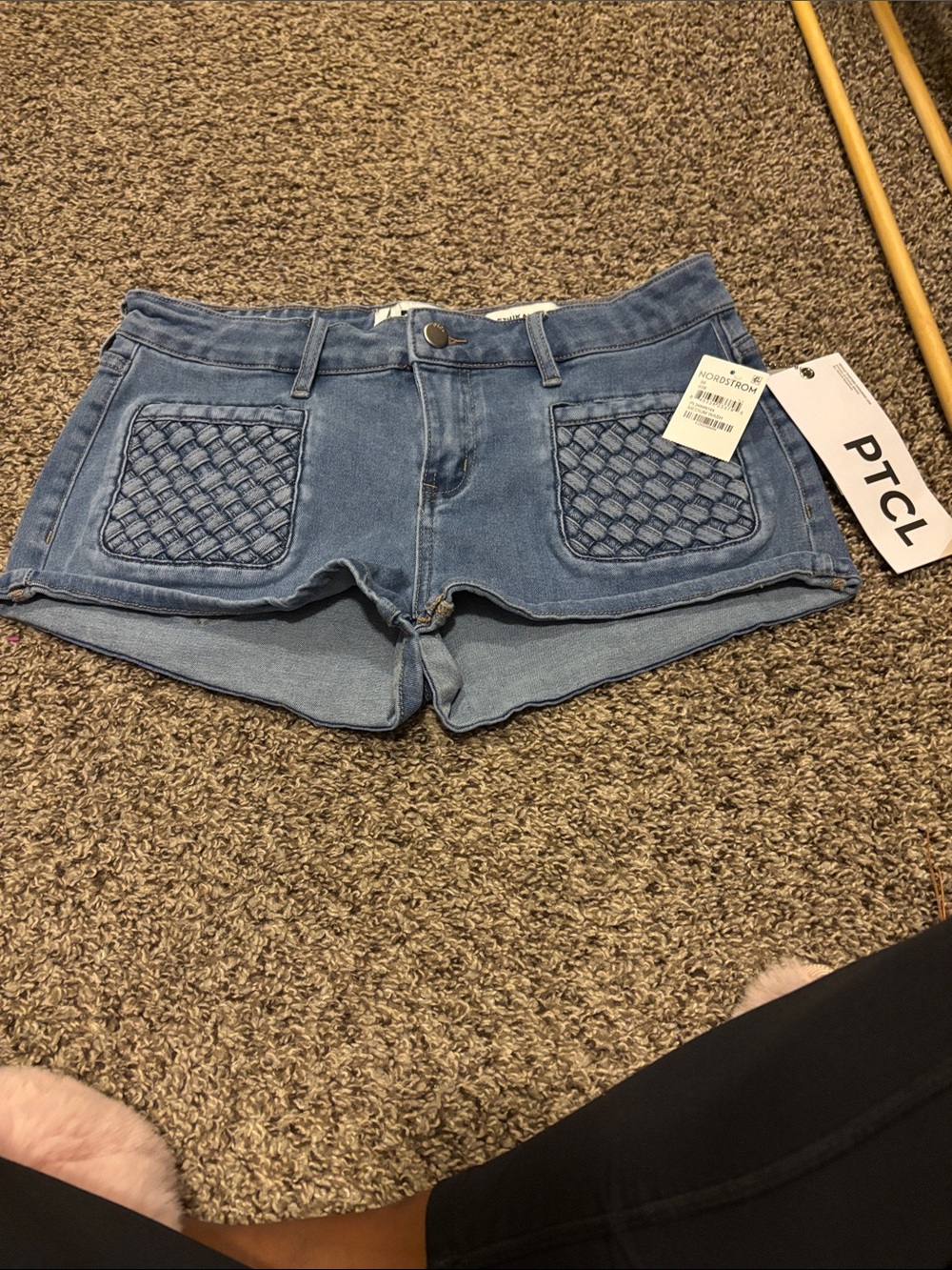 TCL Light Blue Quilted Pocket Denim Shorts